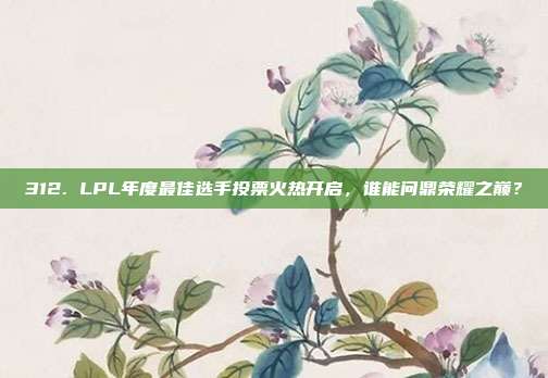 312. LPL年度最佳选手投票火热开启，谁能问鼎荣耀之巅？