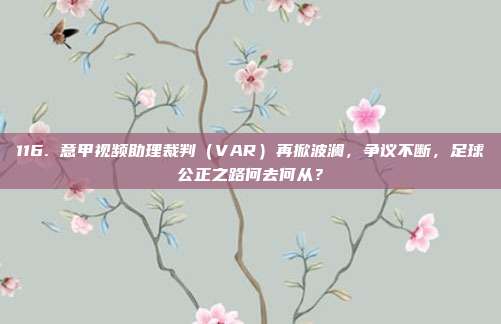 116. 意甲视频助理裁判（VAR）再掀波澜，争议不断，足球公正之路何去何从？